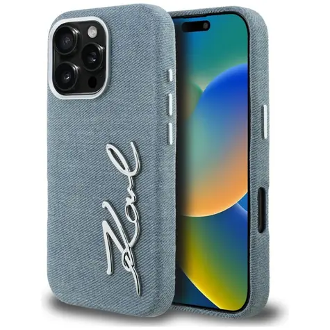 Karl Lagerfeld FW Jeans Signature Logo modrá / Zadní kryt / pro Apple iPhone 16 Pro Max