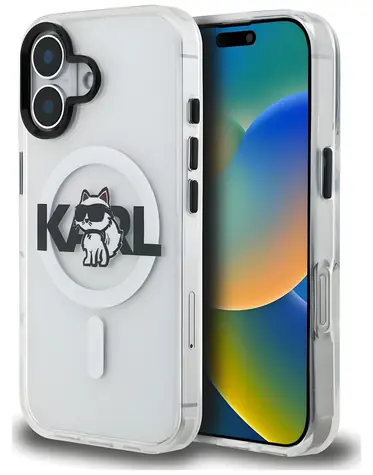 Karl Lagerfeld Choupette Sketch Logo čirá / Kryt / MagSafe / IML / iPhone 16