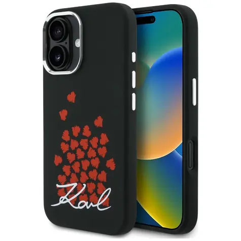 Karl Lagerfeld Silicone Heart Sign Logo MagSafe černá / Zadní kryt / pro Apple iPhone 16 / MagSafe