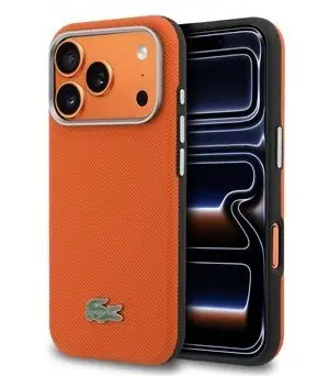 Lacoste PVC Petit Pique Semi Wrap MagSafe oranžová / Zadní kryt / iPhone 17 Pro Max