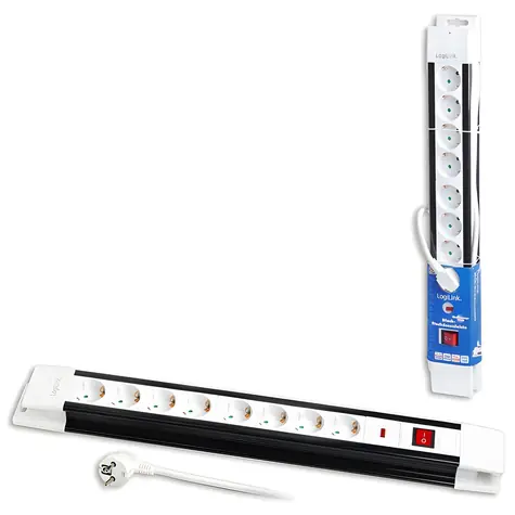 LogiLink prodlužovací kabel 8x černo-bílá / Prodlužovací kabel / 8 zásuvek / 3 m / 230V/16A/3500W / vypínač