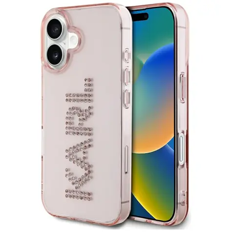 Karl Lagerfeld IML Rhinestones Logo růžová / Kryt / pro Apple iPhone 16