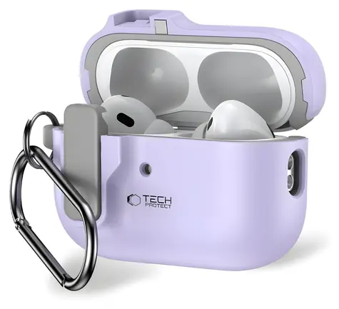 Tech-Protect Slim Hook fialová / Pouzdro s karabinou / pro Apple AirPods Pro 1/2
