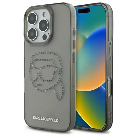 Karl Lagerfeld KLHCP16XHKHDCELK černá / Zadní kryt / IML Rhinestones Karl Head / iPhone 16 Pro Max