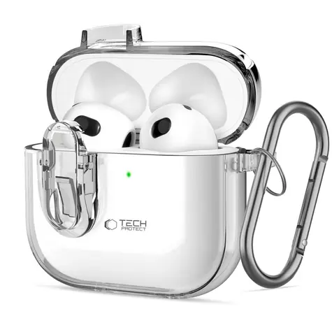 Tech-Protect Slim Hook Case AirPods 4 čirá / Pouzdro / s karabinou / pro Apple AirPods 4