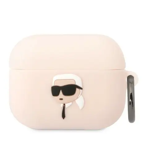 Karl Lagerfeld Karl Head 3D růžové / Pouzdro pro Apple AirPods Pro / silikonové
