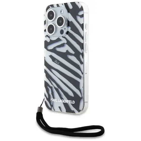 Karl Lagerfeld IML Zebra Pattern & Cord černá / Zadní kryt / Apple iPhone 15 Pro Max