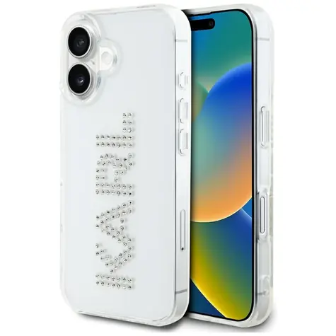 Karl Lagerfeld IML Rhinestones Logo čirý / Zadní kryt pro iPhone 16 / Kamínky