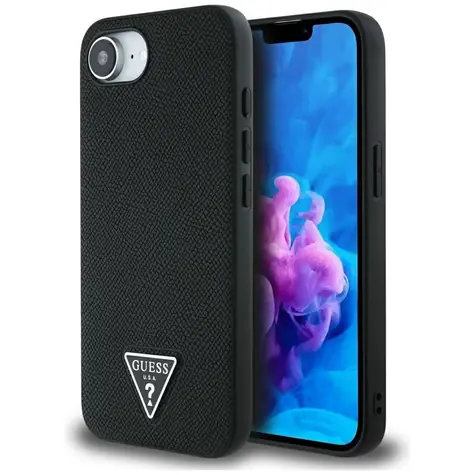Guess PU Grained Triangle Logo MagSafe černá / Zadní kryt / iPhone 16e