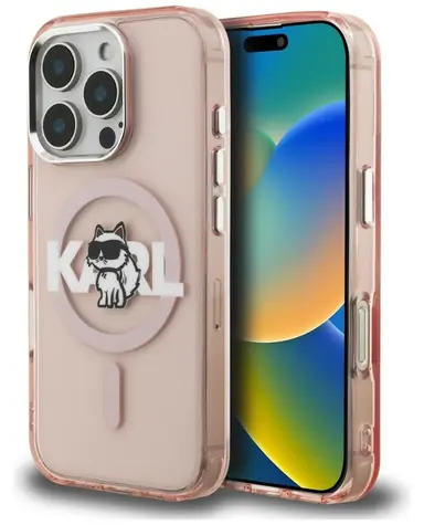 Karl Lagerfeld IML MagSafe kryt růžová / Kryt / iPhone 16 Pro Max / MagSafe / motiv Choupette / IML technologie