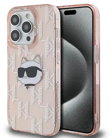 Karl Lagerfeld Choupette Head Monogram Apple iPhone 14 Pro růžová / Kryt