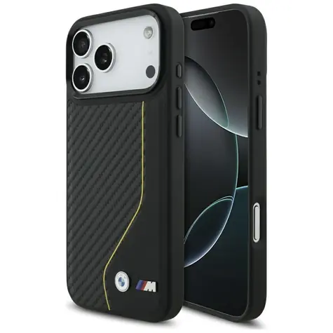 BMW Zadní kryt Carbon Line & Logo MagSafe pro iPhone 17 Pro Max žlutá / Zadní kryt / Karbonový vzor / MagSafe