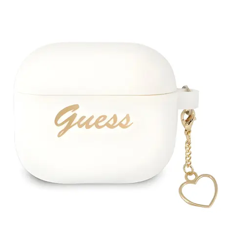 Guess Charm Heart bílá / Pouzdro / AirPods 3 / Silikonové