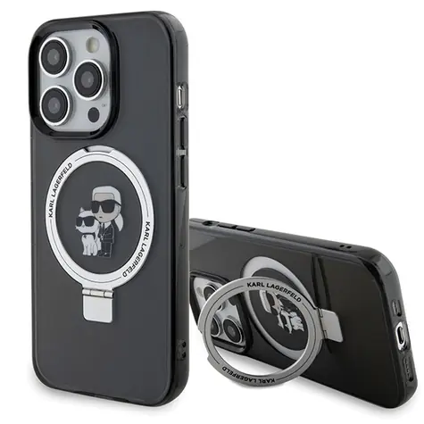Karl Lagerfeld Ring Stand Karl & Choupette MagSafe černá / Kryt / pro Apple iPhone 13 Pro / MagSafe