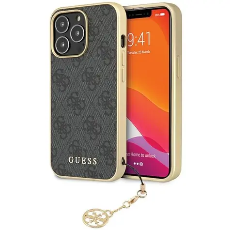 Guess 4G Charms iPhone 14 Pro šedá / Zadní kryt