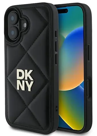 DKNY Quilted Stack Logo iPhone 16 černá / Pouzdro