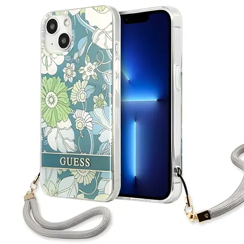 Guess Flower Strap zelená / Zadní kryt / pro Apple iPhone 13 mini
