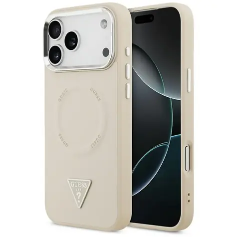 Guess Triangle Logo MagSafe pro iPhone 17 Pro béžová / Zadní kryt / MagSafe / iPhone 17 Pro