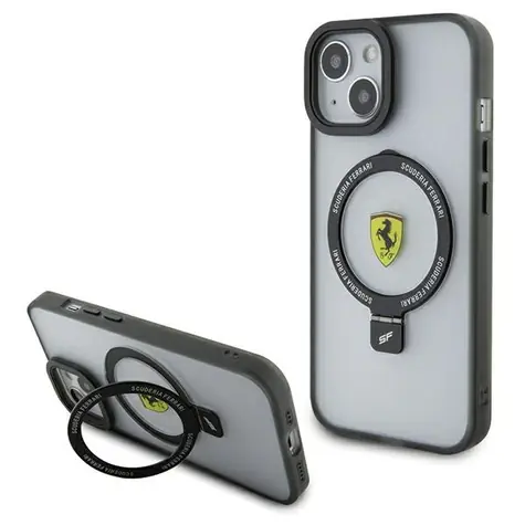 Ferrari Ring Stand MagSafe iPhone 15 transparentní / Zadní kryt / Otočný stojánek