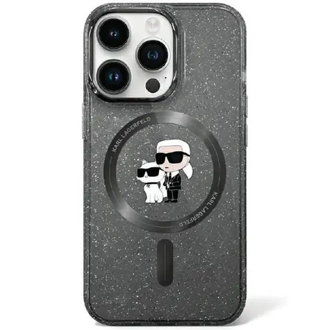 Karl Lagerfeld Karl and Choupette Glitter černá / Zadní kryt / Apple iPhone 11 a XR / MagSafe / Hardcase