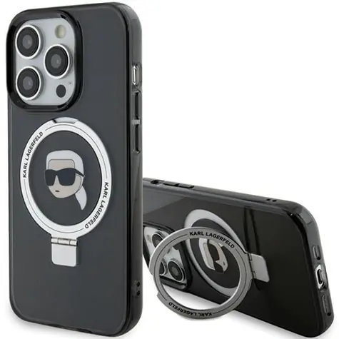 Karl Lagerfeld Ringstand Karl Head MagSafe černá / Zadní kryt / pro iPhone 15 Pro Max