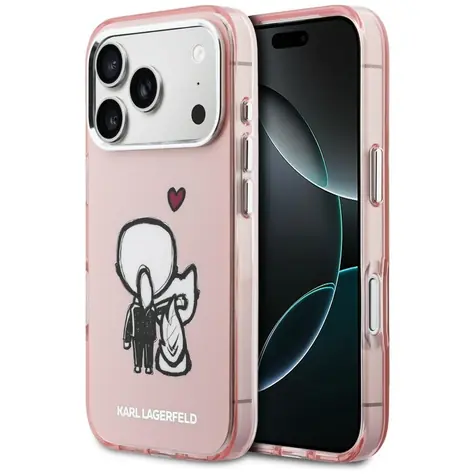 Karl Lagerfeld Karl and Choupette růžová / Zadní kryt / MagSafe / iPhone 17 Pro