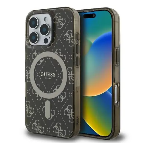 Guess IML 4G Background MagSafe hnědá / Zadní kryt / iPhone 16 Pro