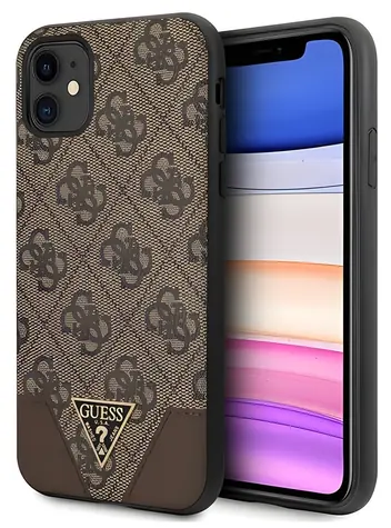 Guess 4G Triangle hnědá / Zadní kryt / pro Apple iPhone 11, XR 6,1