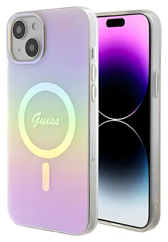 GUESS IML Iridescent růžová / Zadní kryt / MagSafe / iPhone 15 Plus