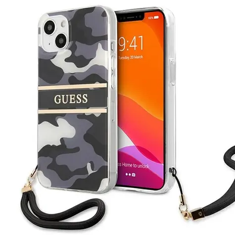 Guess GUHCP13SKCABBK černá/černá / Kryt / Camo Strap Collection / iPhone 13 mini