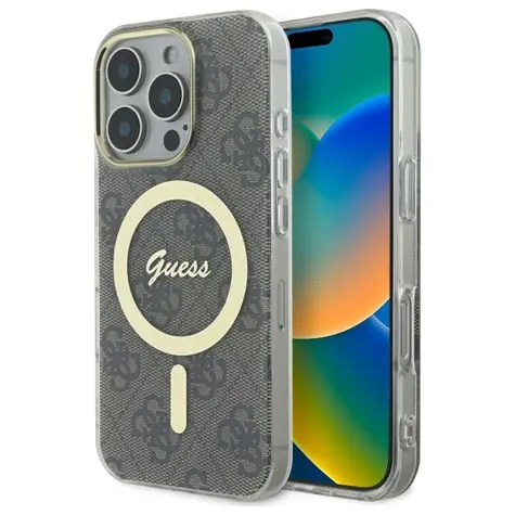 Guess IML 4G hnědá / Zadní kryt / iPhone 16 Pro Max / MagSafe