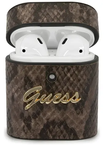 Guess Pouzdro Python Collection AirPods 1/2 hnědá / Pouzdro / Pro Apple AirPods (1. a 2. generace)