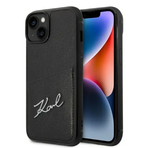 Karl Lagerfeld Signature Logo Cardslot černá / Zadní kryt / se slotem na kartu / pro Apple iPhone 14 Plus