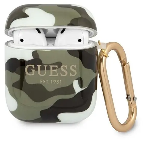 Guess Camo Collection zelená/khaki / Pouzdro pro sluchátka / pro Apple AirPods