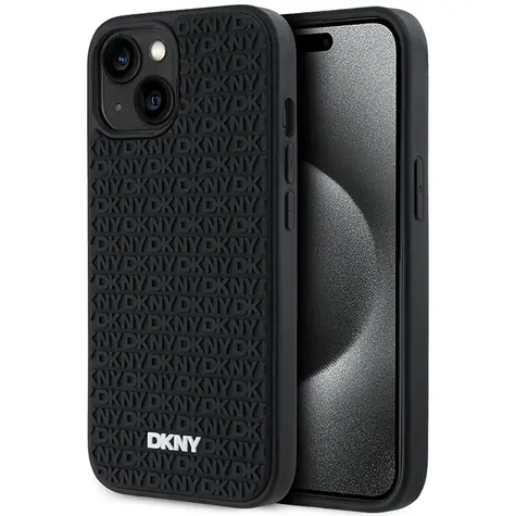 DKNY 3D Rubber Repeat Pattern černá / Zadní kryt / pro Apple iPhone 15 Plus