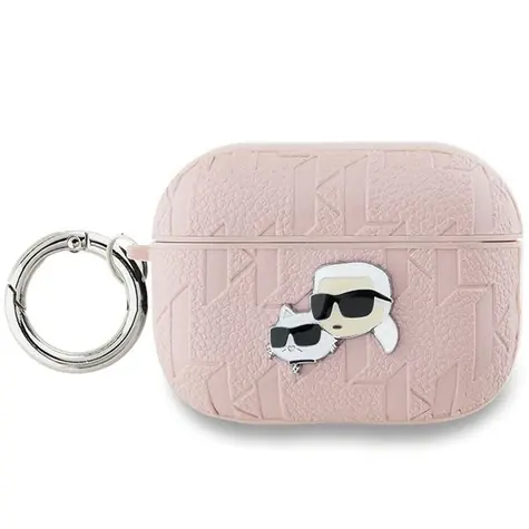Karl Lagerfeld Pouzdro Monogram Karl & Choupette růžová / Pouzdro pro sluchátka / Apple AirPods Pro 2