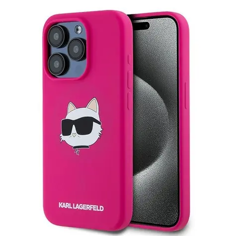 Karl Lagerfeld Silicone Choupette Head MagSafe růžová / Zadní kryt / pro Apple iPhone 15 Pro