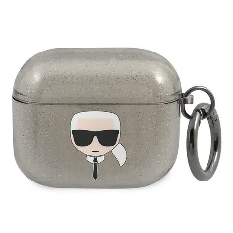 Karl Lagerfeld Glitter Karl's Head pro Apple AirPods 3 černá / Pouzdro / Sluchátka a Bluetooth