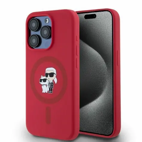 Karl Lagerfeld Silicone Karl&Choupette Heads Ring červená / Zadní kryt / MagSafe / iPhone 15 Pro