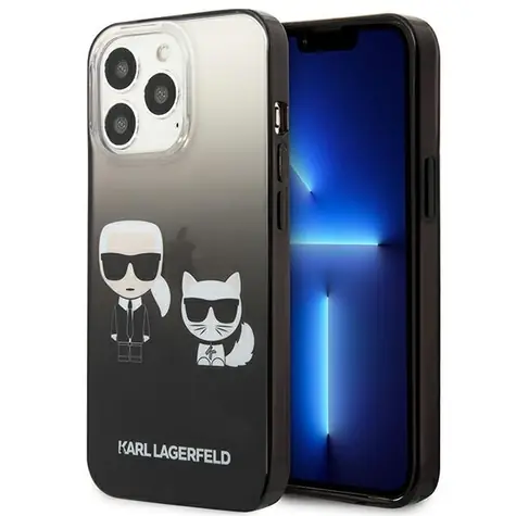 Karl Lagerfeld Gradient Ikonik Karl and Choupette černá / Kryt / pro Apple iPhone 13 Pro