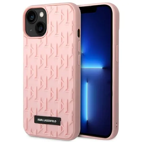 Karl Lagerfeld 3D Monogram růžová / Kryt pro Apple iPhone 14 Plus / Reliéfní 3D logo