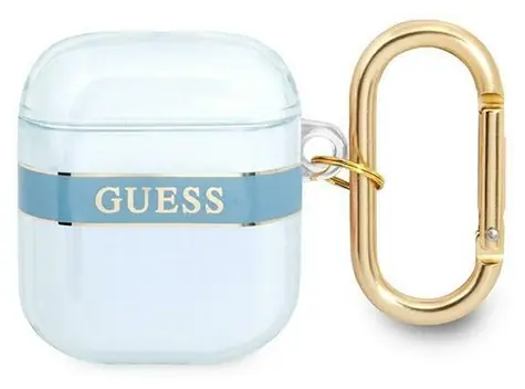 Guess GUA2HHTSB Strap Collection modrá / Pouzdro pro AirPods / S poutkem