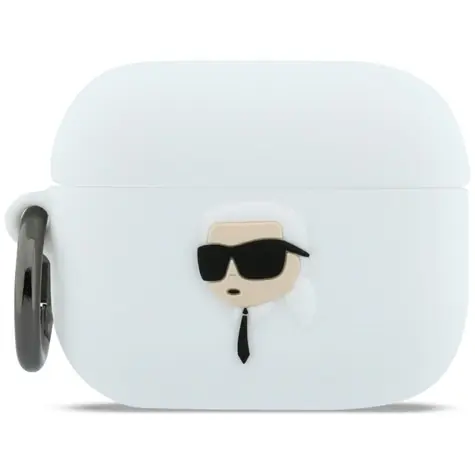 Karl Lagerfeld Karl Head 3D bílá / Pouzdro pro Apple AirPods Pro 3 / silikonové