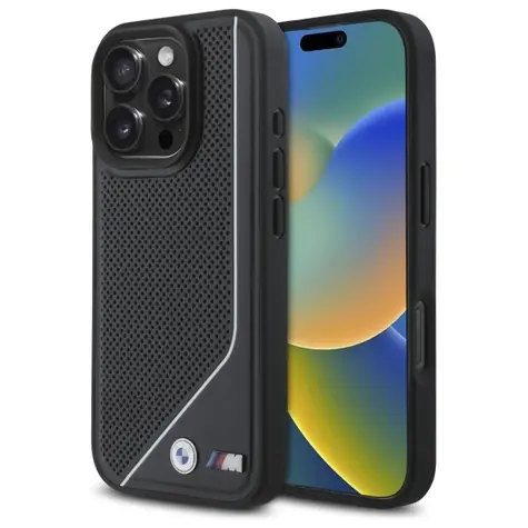 BMW M Perforated Twisted Line MagSafe pro iPhone 16 Pro černá / Zadní kryt / MagSafe