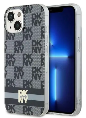 DKNY IML Checkered Mono Pattern černá / Zadní kryt / MagSafe / iPhone 13/14/15