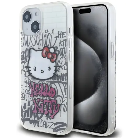 Hello Kitty Kitty On Bricks Graffiti bílá / Kryt pro Apple iPhone 15 / IML potisk