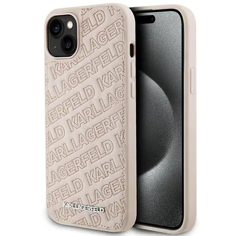 Karl Lagerfeld Quilted K Pattern růžová / Zadní kryt / Apple iPhone 15 Plus, 14 Plus