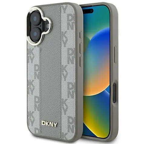 DKNY Checkered Pattern MagSafe béžová / Zadní kryt pro iPhone 16