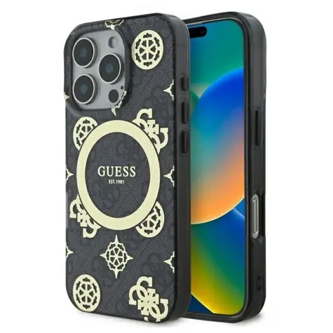 Guess IML Peony 4G MagSafe iPhone 16 Pro Max černá / Pouzdro / MagSafe