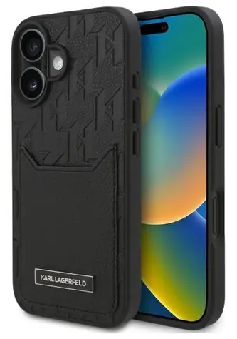 Karl Lagerfeld Cardslots Monogram černá / Zadní kryt / Apple iPhone 16